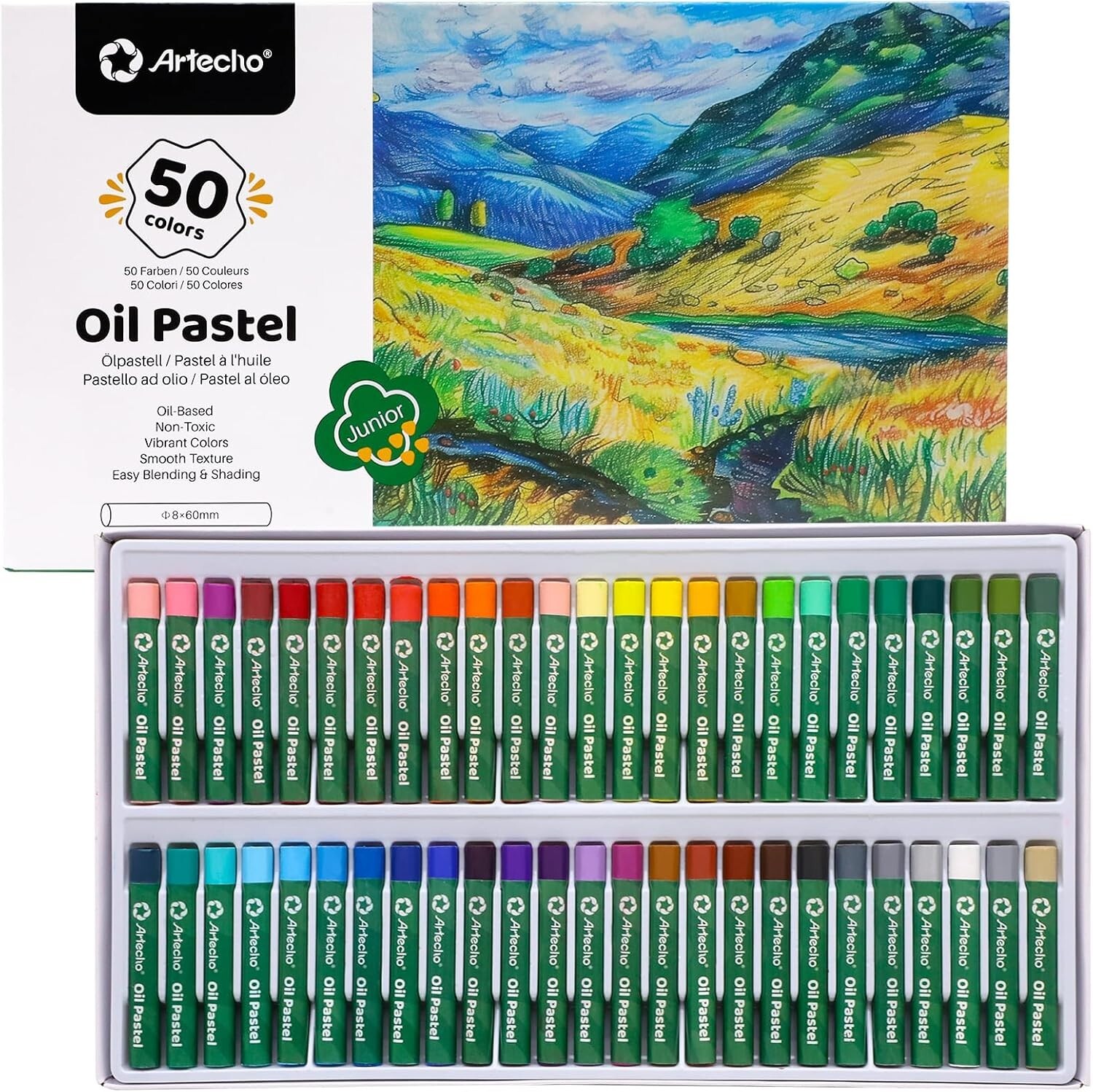 Professional Oil Pastels Set – 50 Soft Colors for Artists and Students
