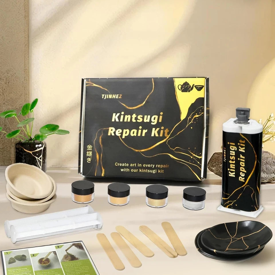 Kintsugi Repair Kit Food Safe Gold & Silver Kintsugi Kit for Broken Ceramics G