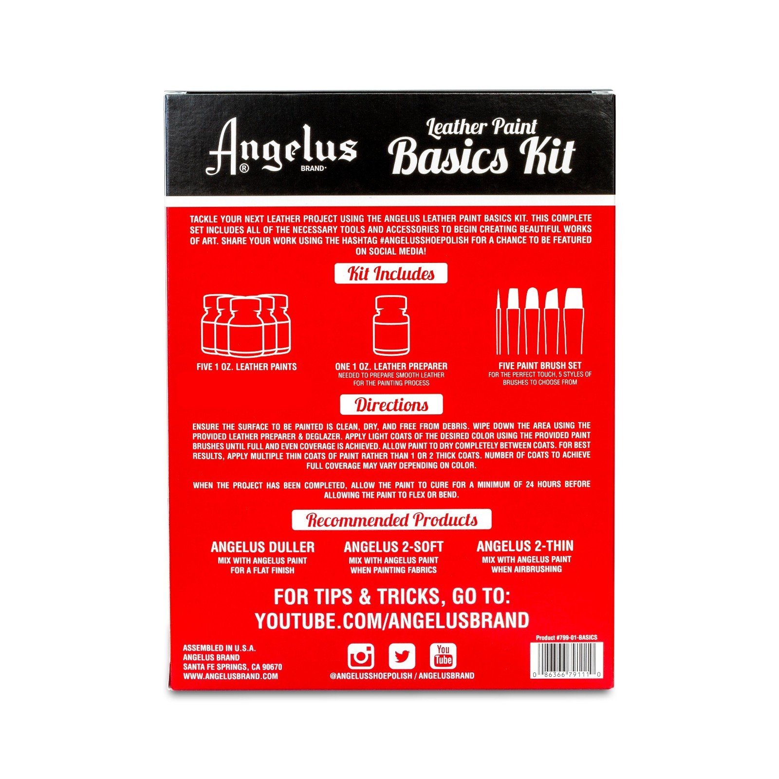 ANGELUS LEATHER PAINT BASICS KIT 11 PC SET – FREE POSTAGE – AU SELLER !!!