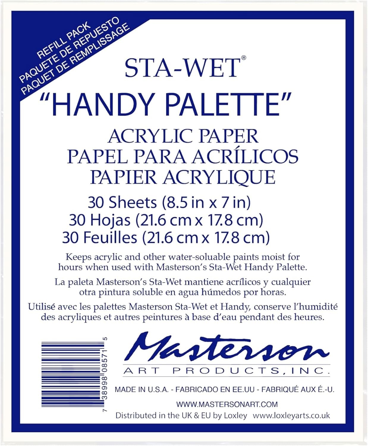 30 Sheets of Sta-Wet Acrylic Palette Paper Refill – Keeps Paints Fresh for Days
