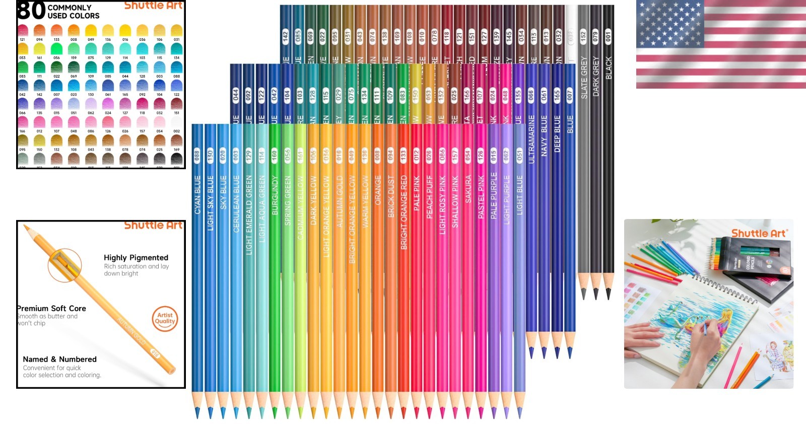 Soft Core 80 Colored Pencils for Adults & Kids – Non-Toxic, Vibrant Art Supplies