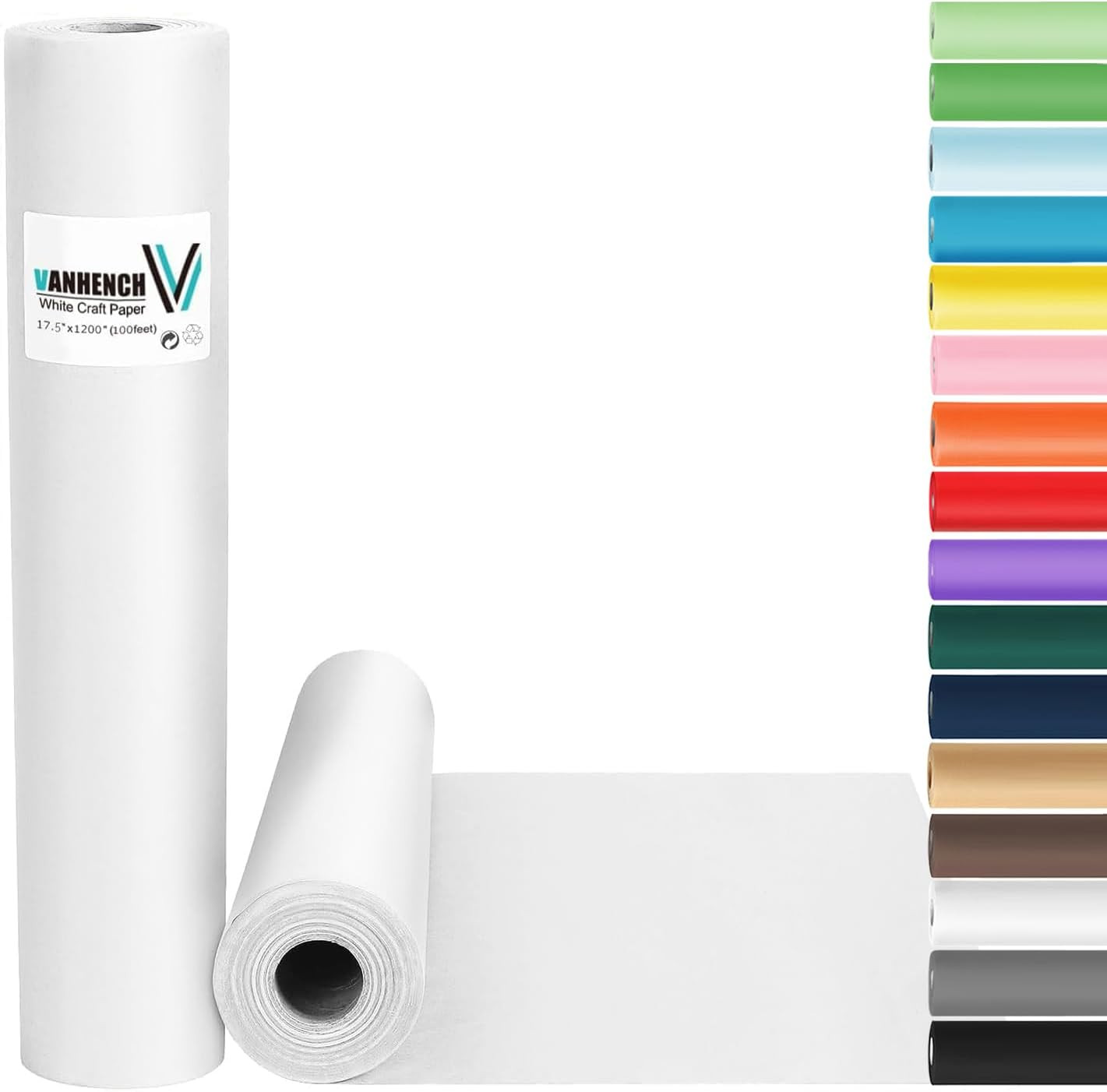 Vanhench White Wrapping Paper 17.5″X1200″(100′), White Easel Painting Drawing Pa