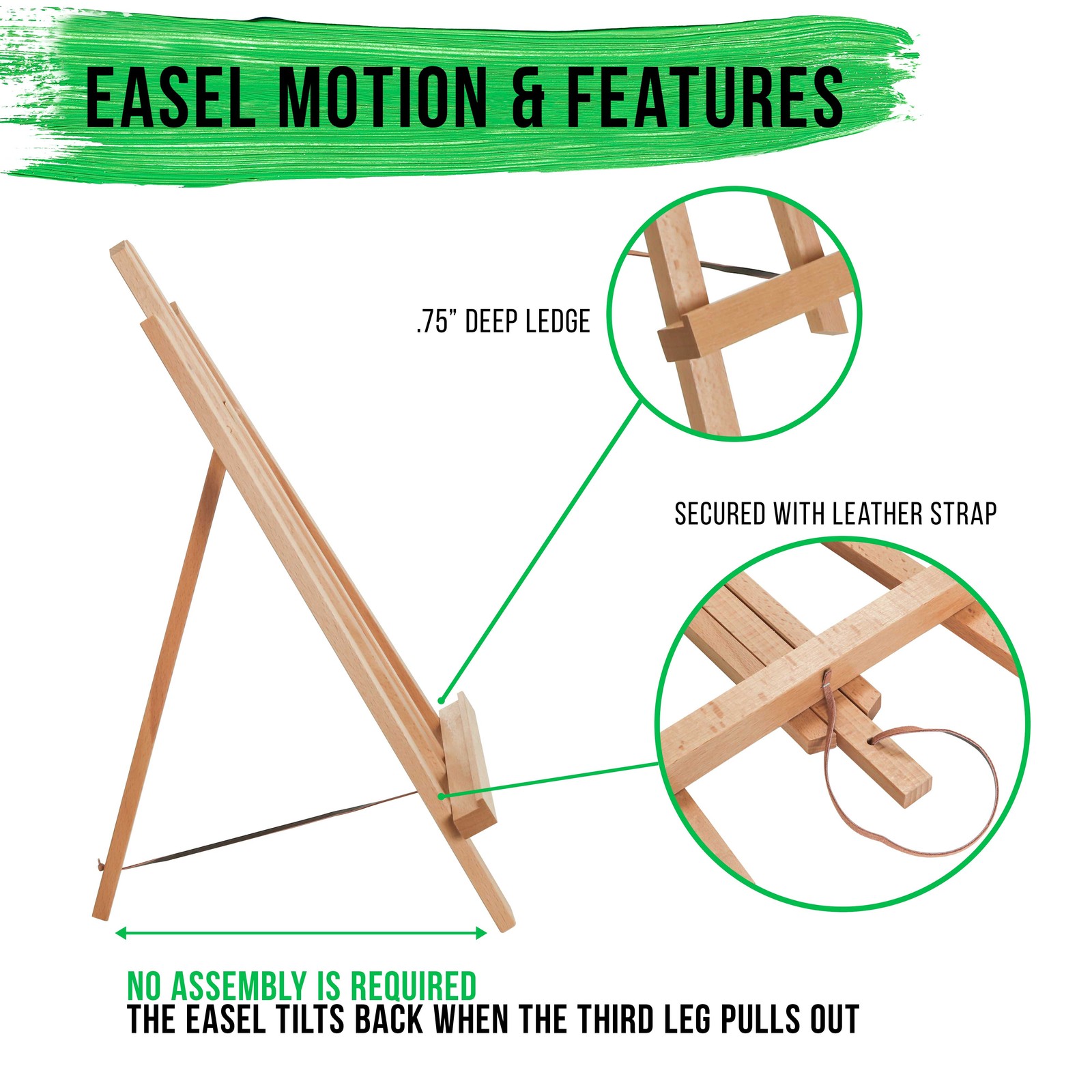 18″ Large Tabletop Wood Display Stand A-Frame Artist Easel, Beechwood Tripod