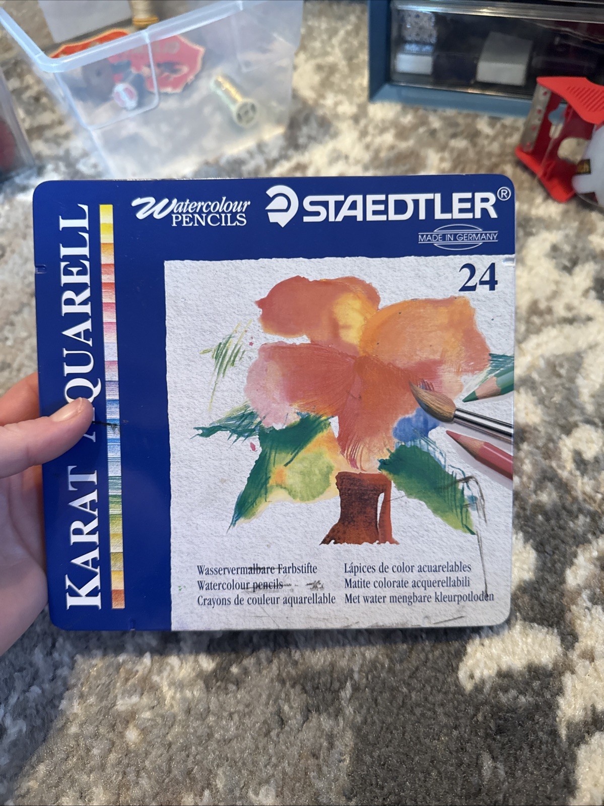 Tin Of Staedtler Watercolor Pencils -set Of 24 – Karat in Germany, Art Materials