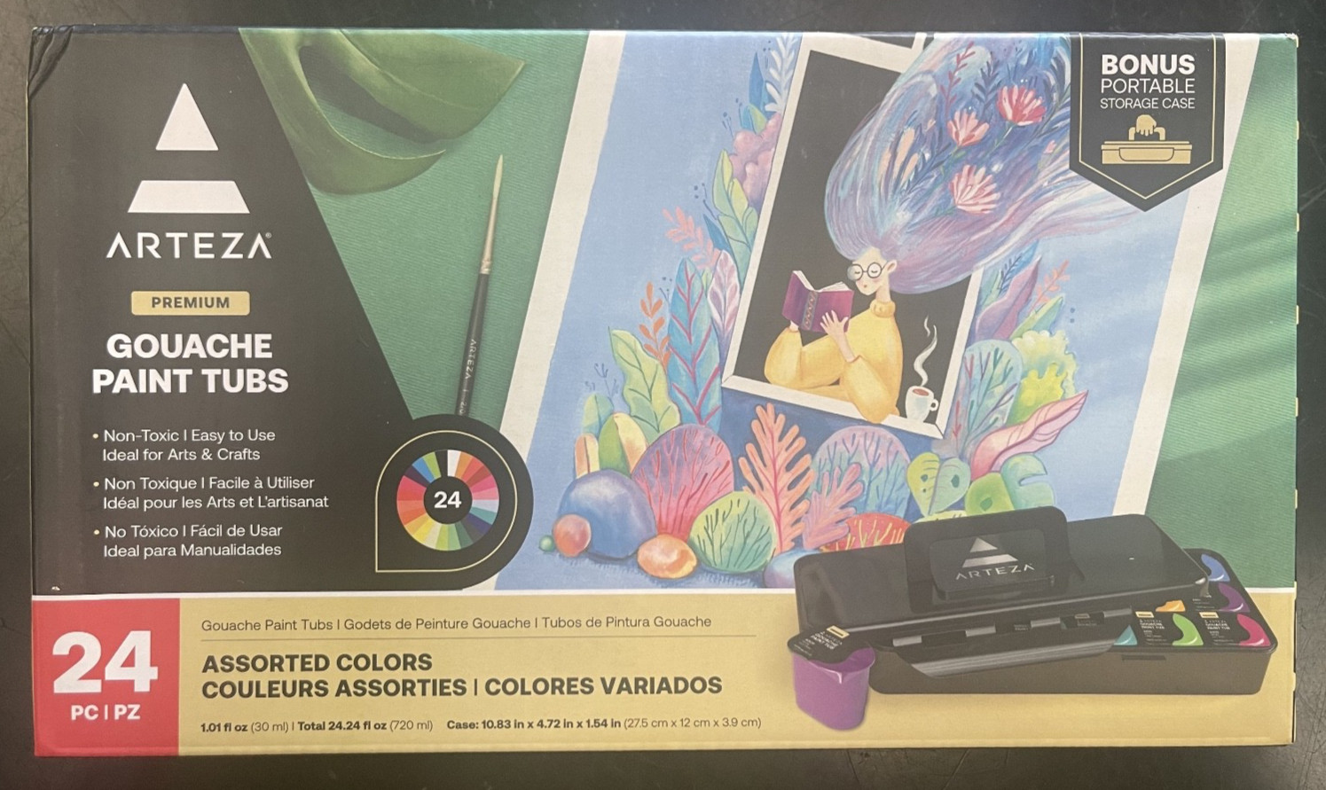 ARTEZA Gouache Paint Tubs Set Of 24 Vibrant Colors 1 oz -30 ml