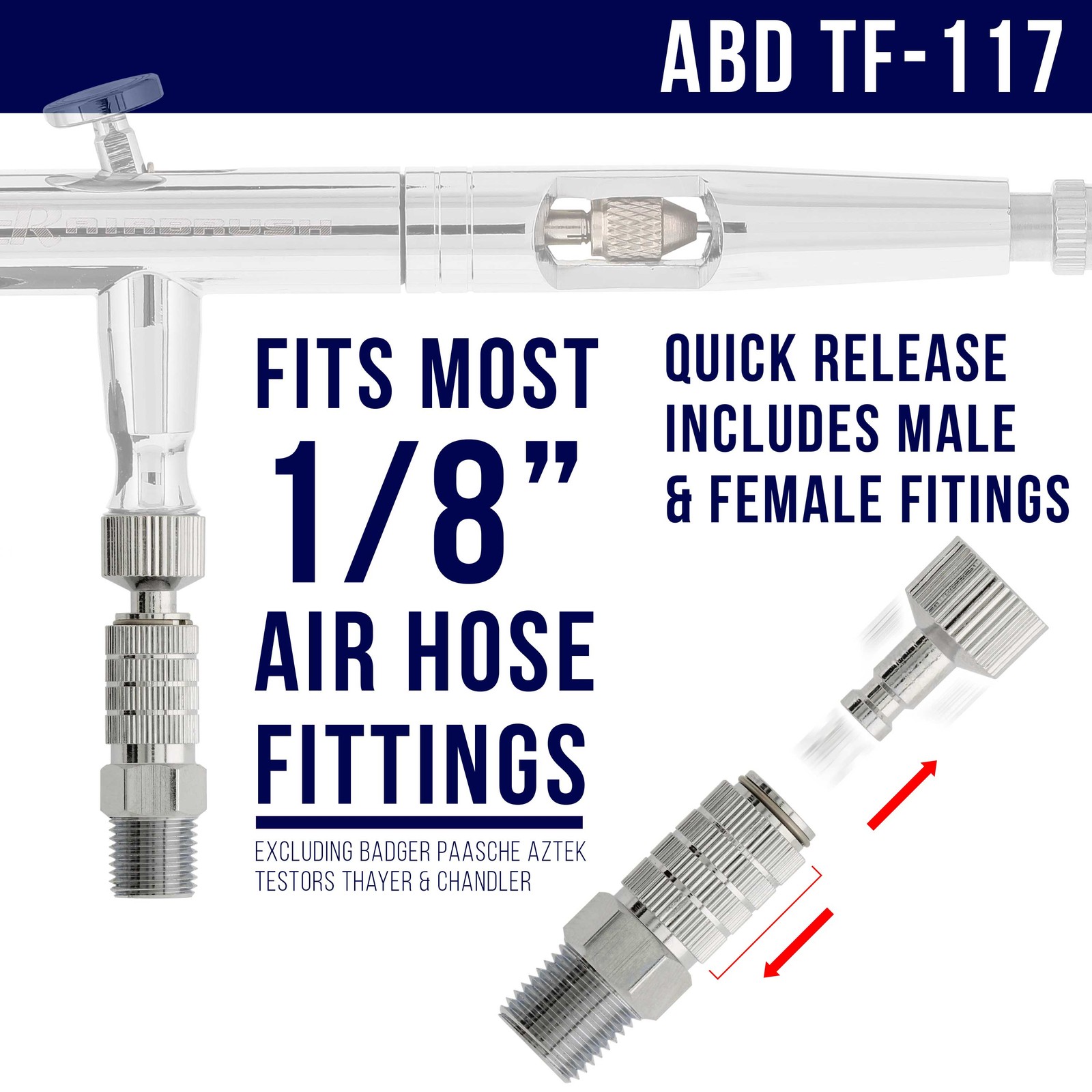 ESSENTIAL AIRBRUSH ACCESSORY KIT Air Filter 3 Way Hose Splitter Quick-Disconnect