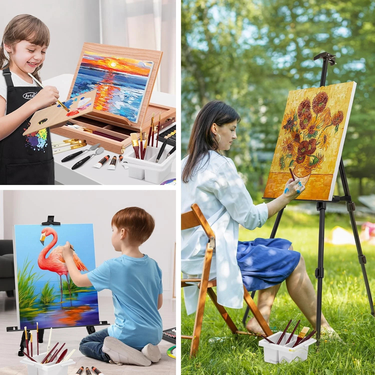 187Pcs Professional All-in-One Art Painting Kit with Aluminum & Beech Wood Ea…