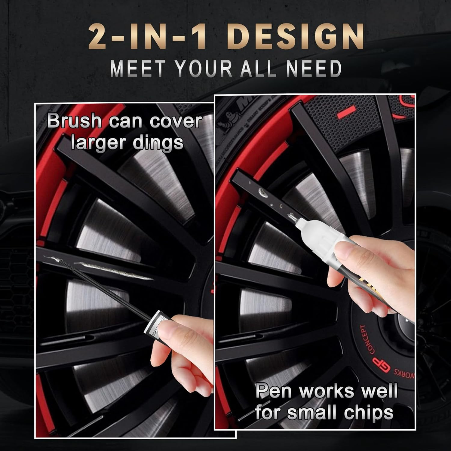 Matte Black Rim Touch up Paint, Efficient Wheel Paint Pen for Metal, Also Match