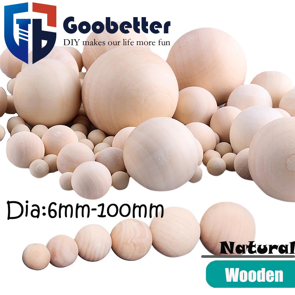 Natural Round Wooden Craft Wood Balls Beads With No Hole 6mm -100mm Diameter DIY