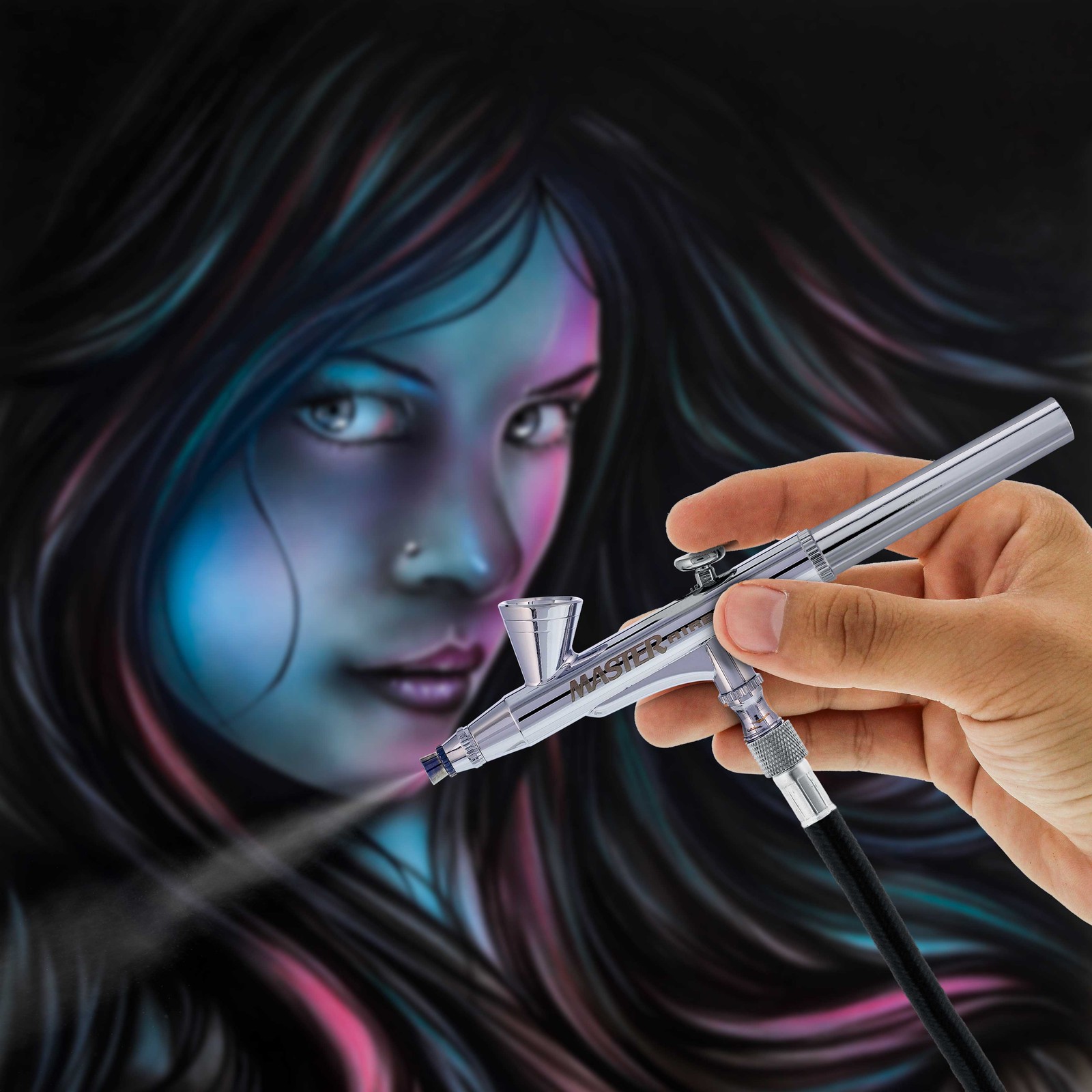 3 Tip MASTER G255 Dual-Action AIRBRUSH PRO SET KIT Auto Paint Nail Tattoo Hobby