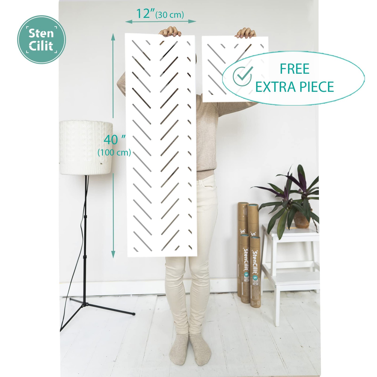 Stencilit Herringbone Duo Wall Stencil For Painting 2-Pack Geometric Wall