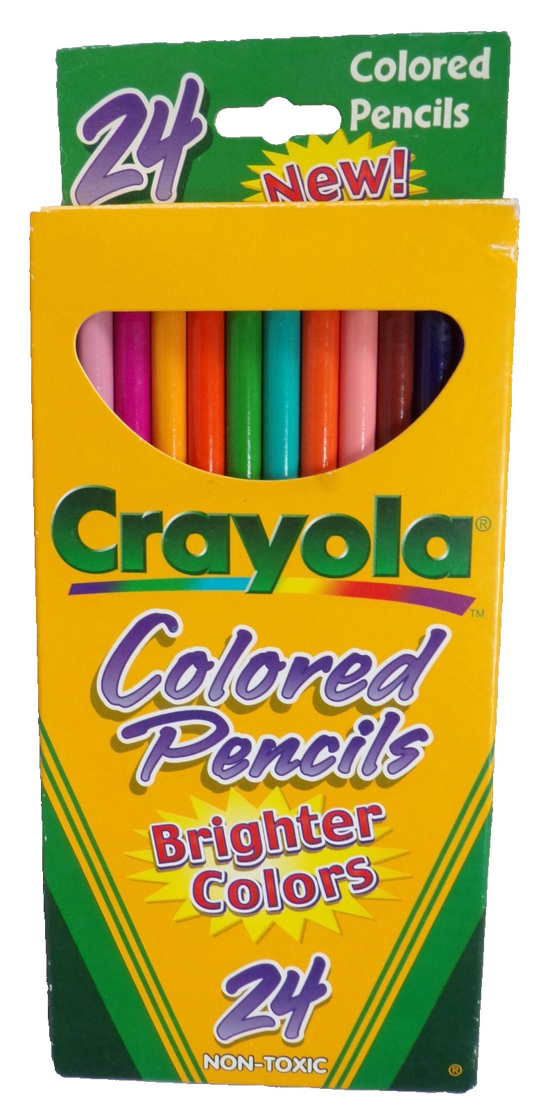 NEW 24 PACK OF CRAYOLA COLORED PENCILS BRIGHTER COLORS UNUSED IN 2001 OPENED BOX