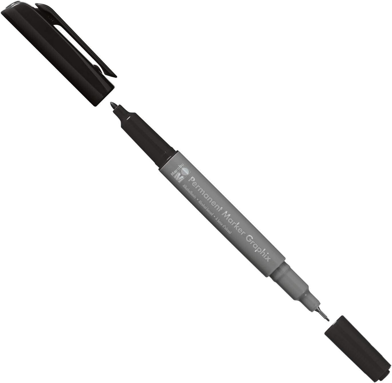Marabu Graphix Dual Tip Permanent Marker Pen Black